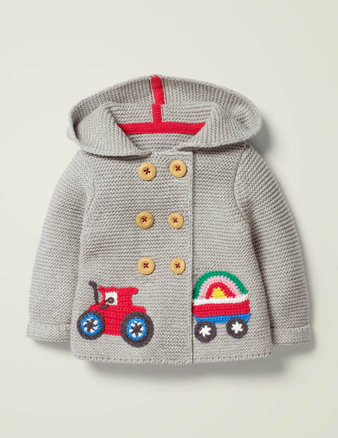 Hooded Knitted Jacket - Grey Marl Tractor